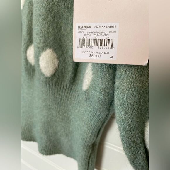 LC Lauren Conrad Green Polka Dot Sweater - Picture 4 of 7